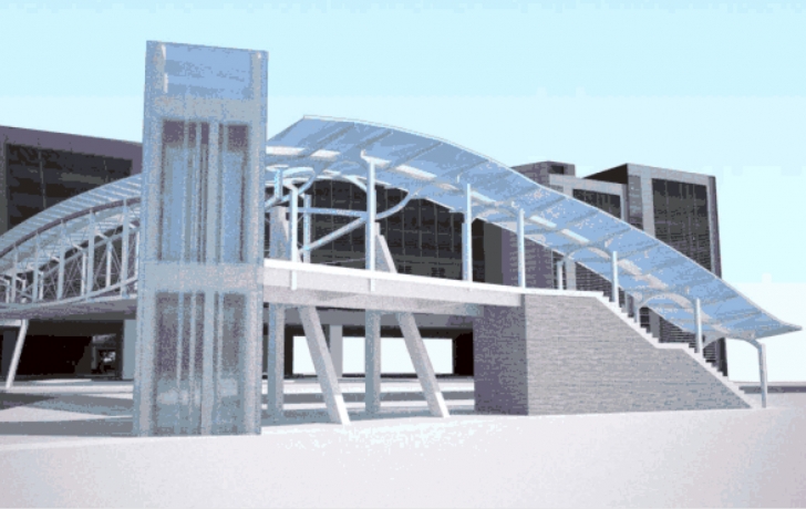 The bridge's elevators, one at each end, will be equipped with emergency buttons or phones. Rendering: Economic Development Corp. The bridge's elevators, one at each end, will be equipped with emergency buttons or phones. Rendering: Economic Development Corp.